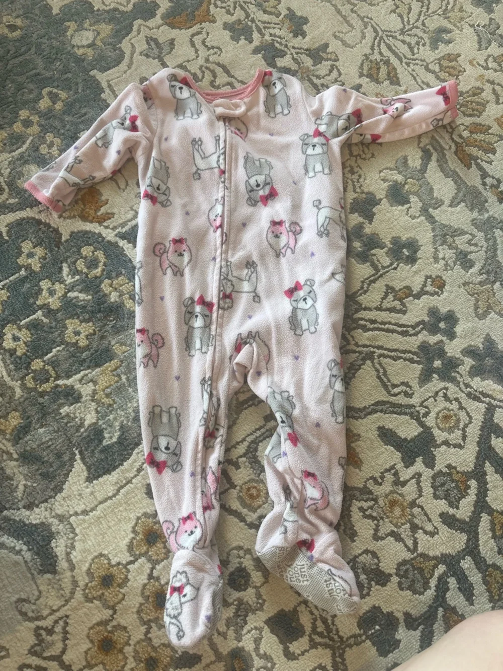 Carter's Pink Animal Print Fleece Footed One-Piece